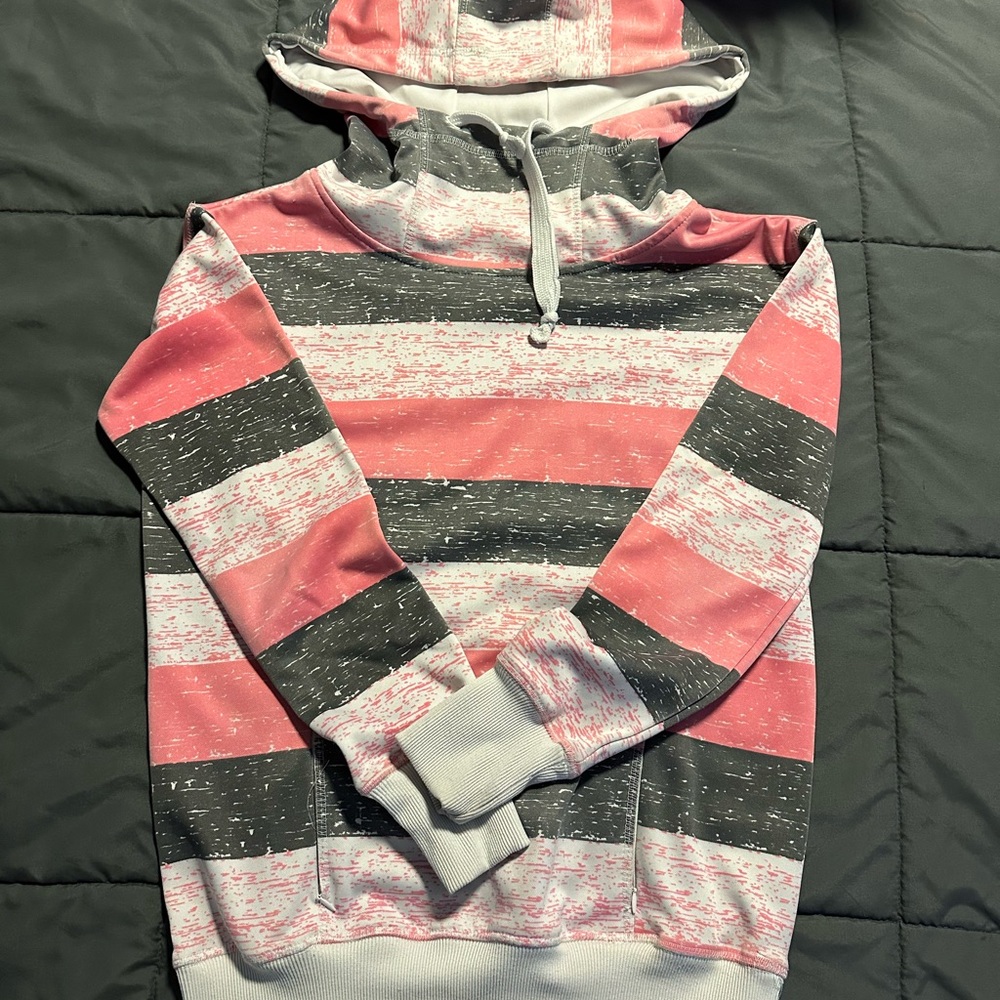 Striped Pink and Gray Women's Sweater